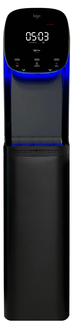 Supplier depiction of the complete floor-standing bottleless water cooler