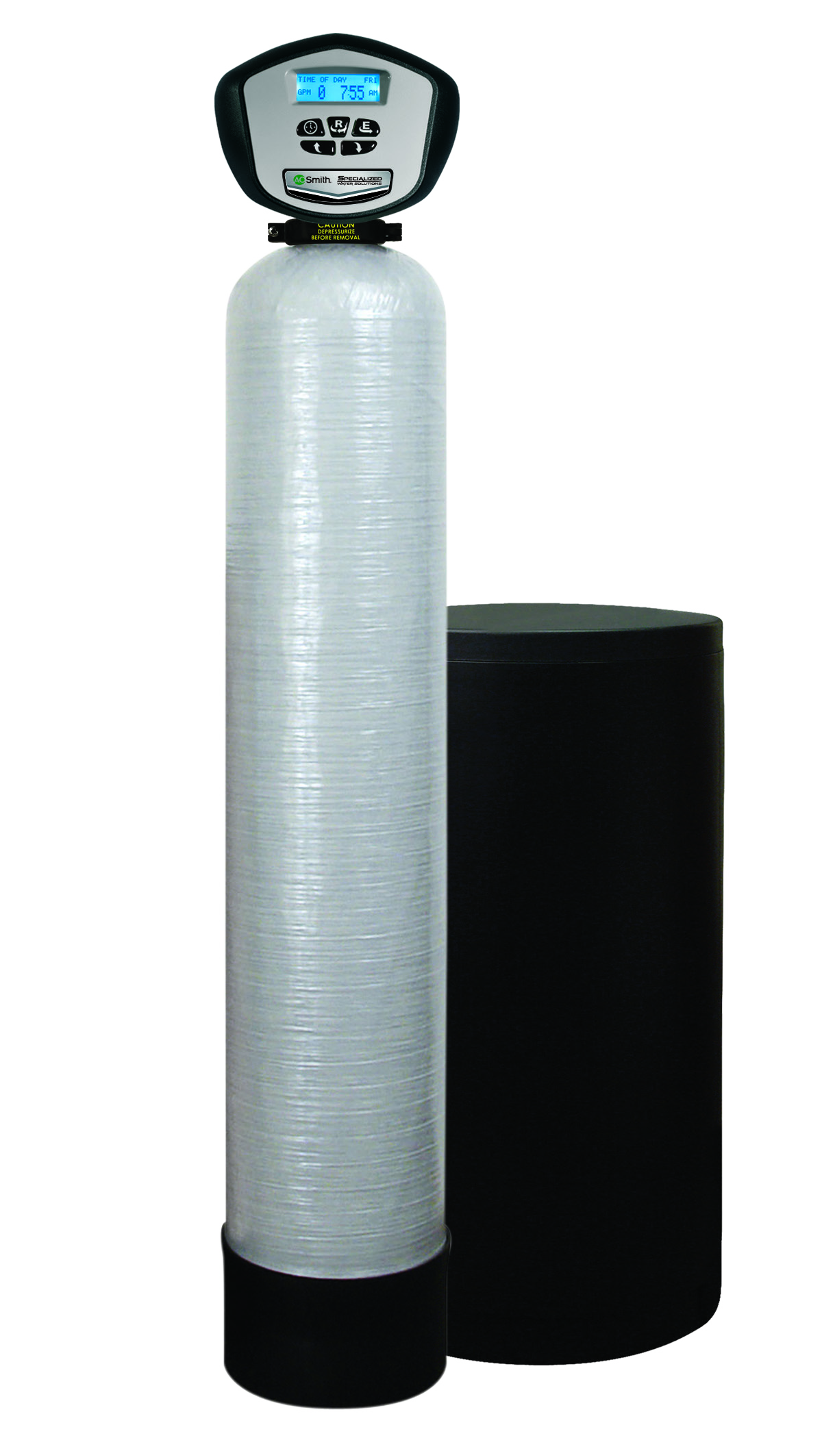 Supplier depiction of a water softener and separate brine tank
